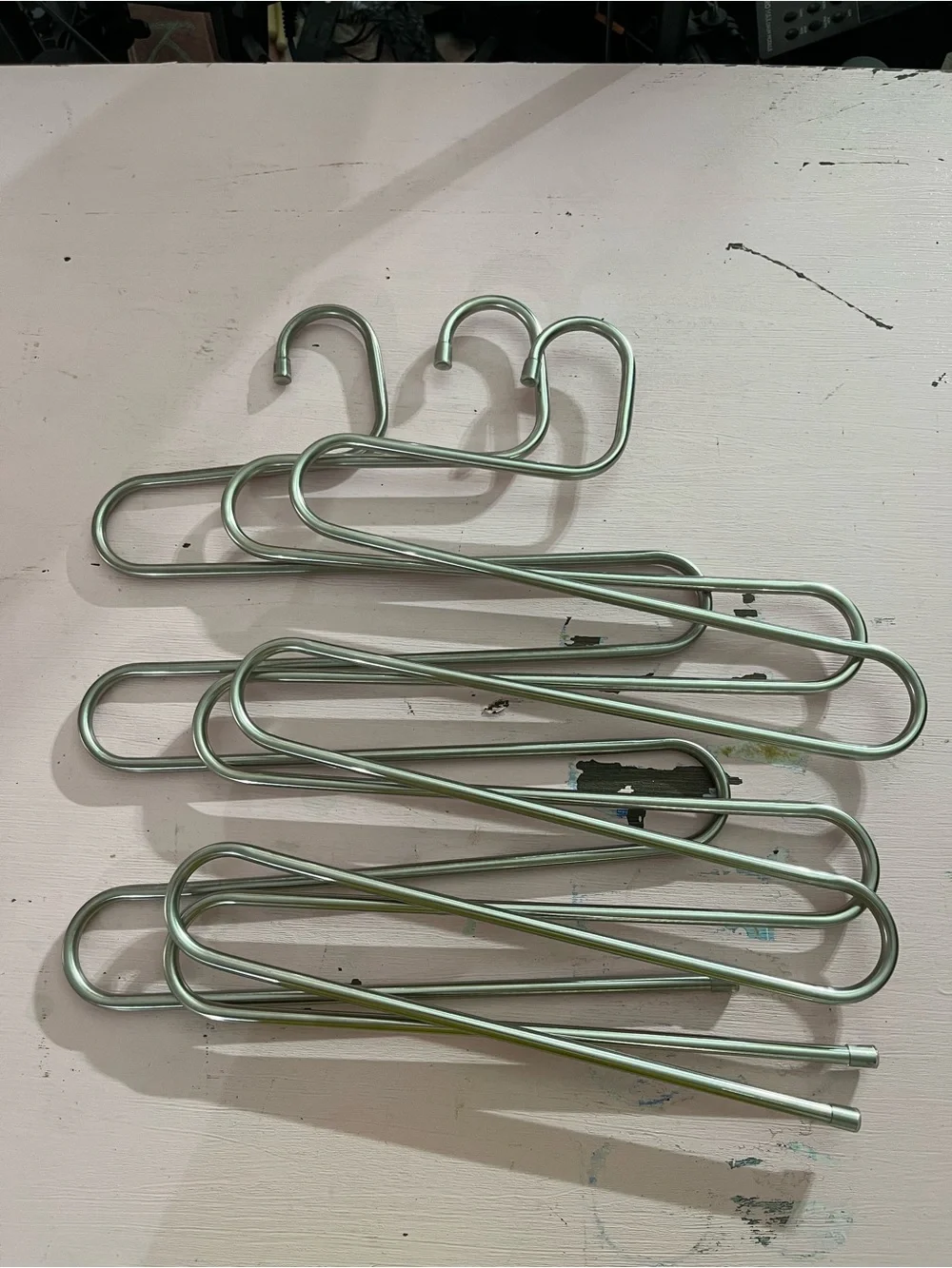 3 Hangers Minimalist Multi-Tier Space-Saving Metal Pants or Scarf Hanger Silver